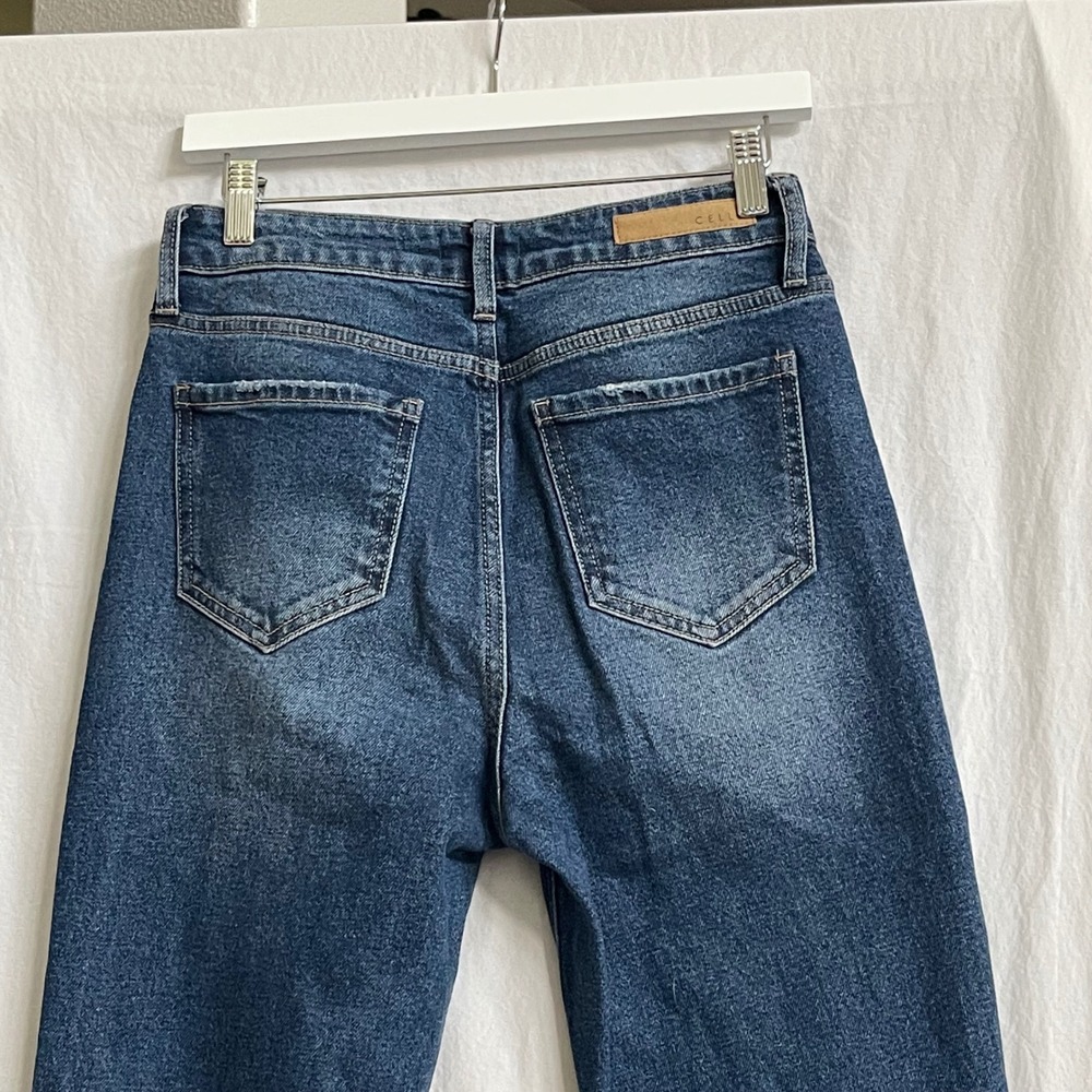 Cello Flare Jeans Size 5 Distressed‎ Knee High Rise Button Fly Y2K Western Style - Picture 5 of 13